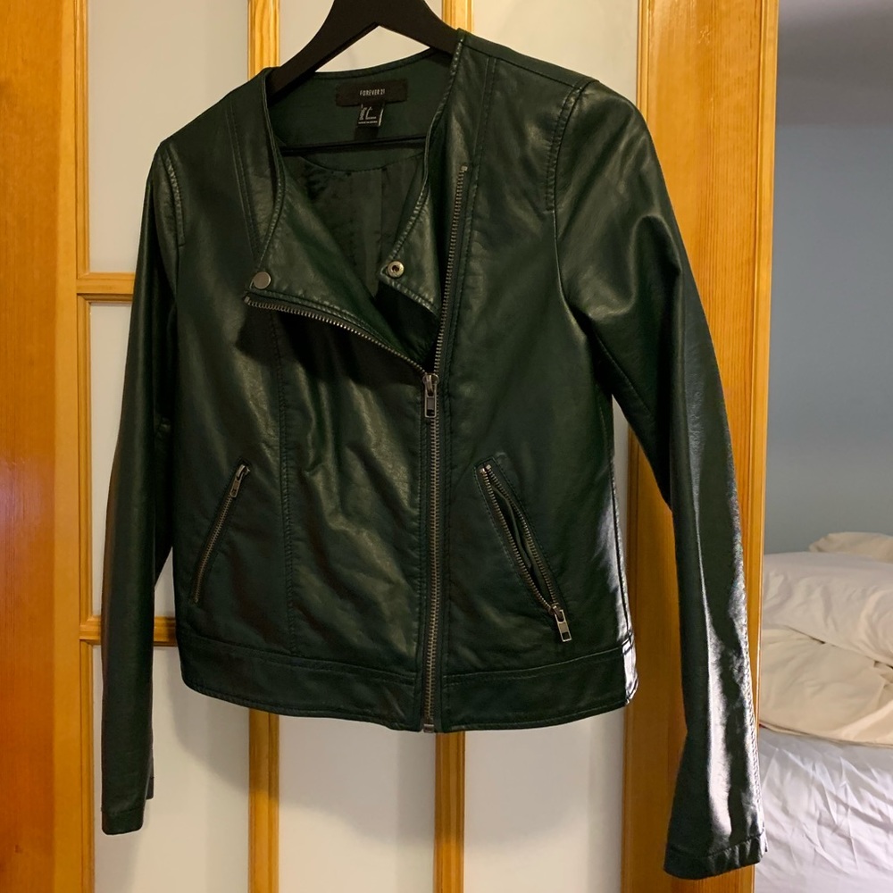 Faux Leather Jacket! - Green!
